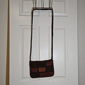 VINTAGE Nine West Suede Leather Crossbody Bag Brown